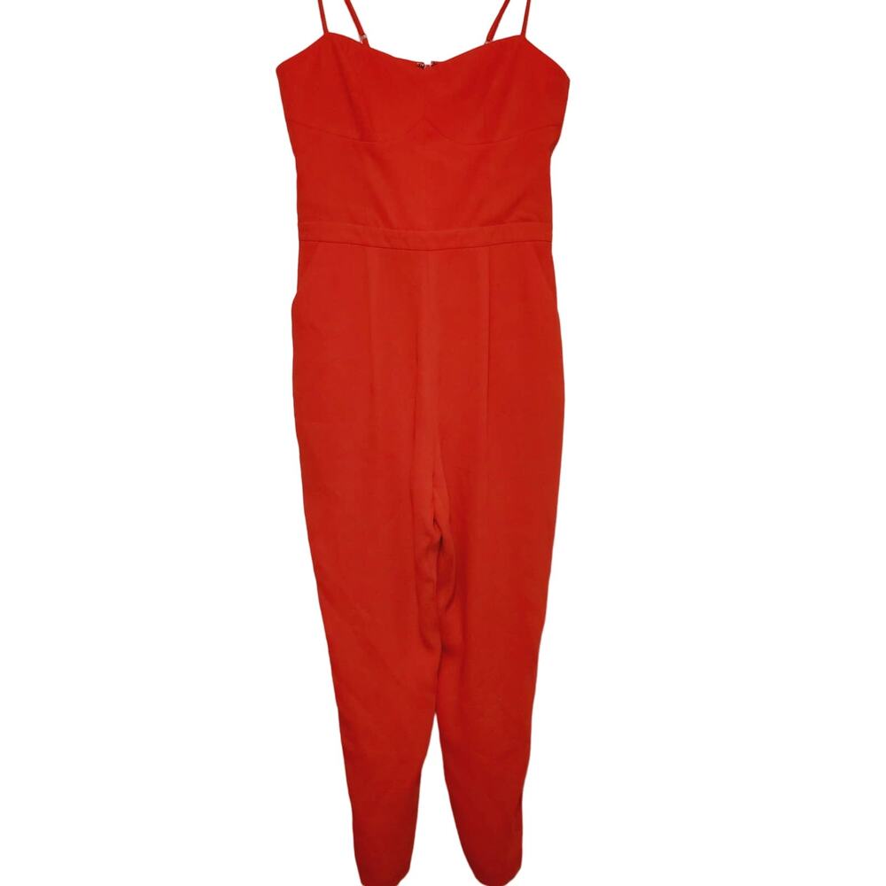 Topshop orange corset jumpsuit Size 8 Retro Boho Vibrant Coastal Resort Coquette